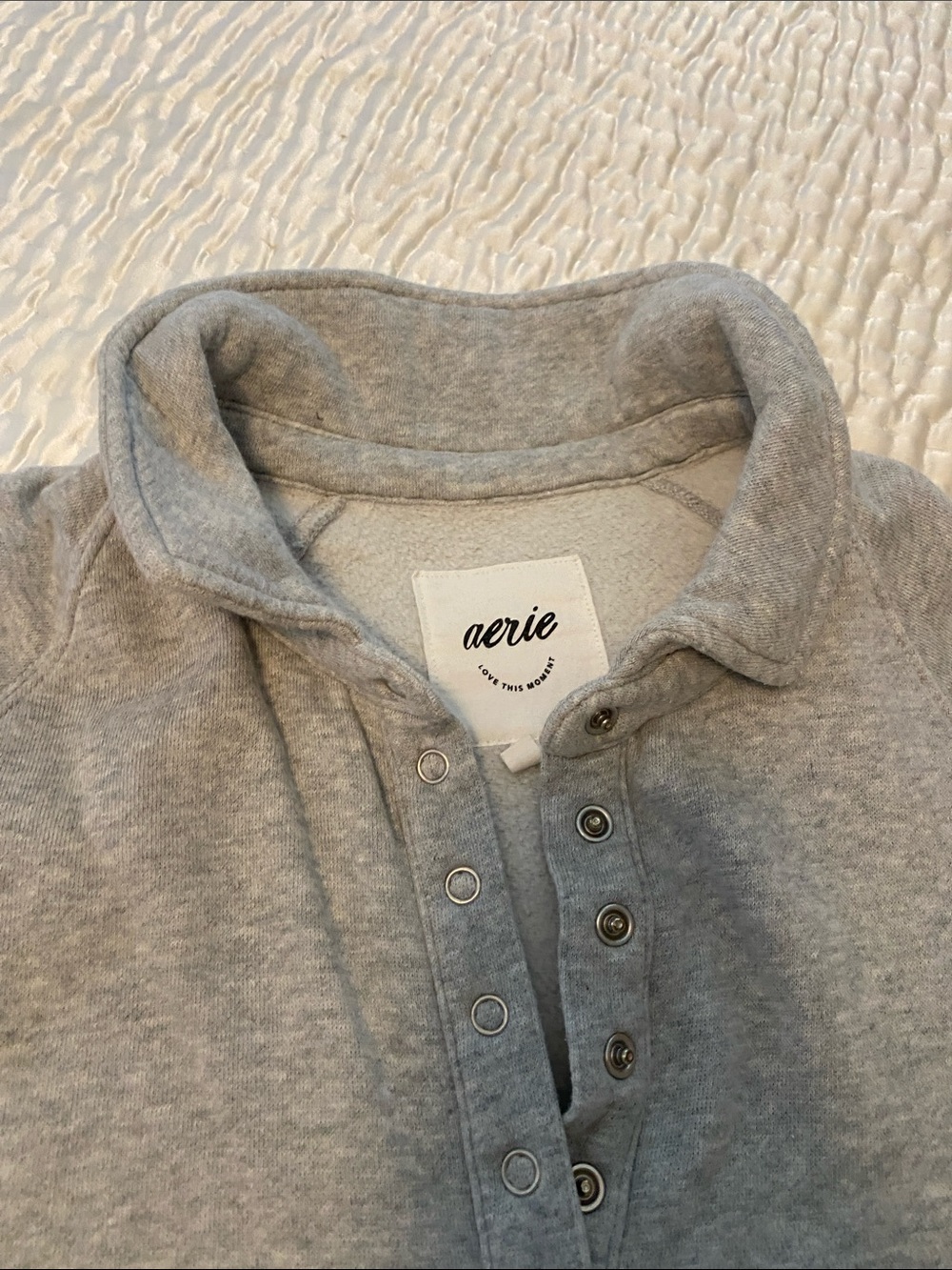 Aerie women’s two piece set. Grey  Henley Sweater and matching ribbed pants - Picture 6 of 8